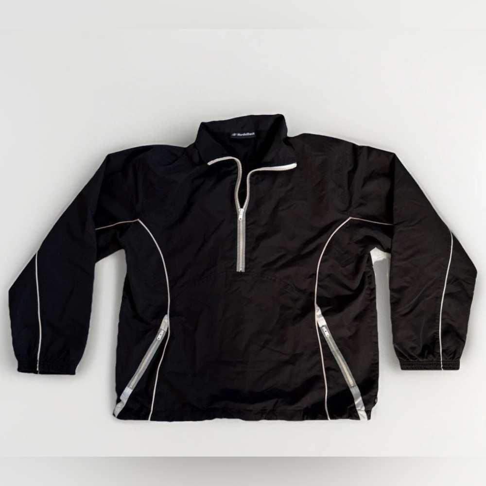NordicTrack Black Windbreaker Jacket with White Accents Running Exercise Outdoor